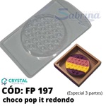 Choco Pop It Redondo Crystal Forming Cód:197 Forma De Chocolate Acetato com Silicone Especial (3 Partes)