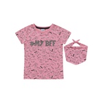 Blusa Infantil Menina My BFF + Bandana Neon Rosa