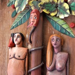 Painel Talha Adão e Eva com Esculturas 