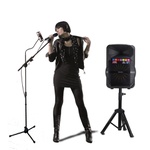 Kit Show Polyvox com Caixa Amplificada XC-512 + Tripé para Caixa + Microfone com Fio + Pedestal para Microfone com Suporte para Celular