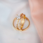 Aliança de Casamento em Ouro 18k 3mm modelo Libra e Anel de Noivado Diana