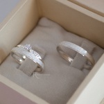  Aliança de Namoro em Prata esterlina 925 3mm diamantadas Vênus e Solitário Lux
