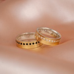 Aliança de Casamento em Ouro 18k e Prata 6mm modelo Eclipse