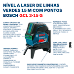 Nível Laser Combinado de 15 Metros GCL 2-15 G com maleta - BOSCH