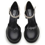 Sapato Boneca Salto Baixo Preto e Branco - Aurora - 771-020 