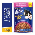 Ração Úmida Gatos Felix Fantastic Mix Salmão e Carne 85g