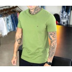 Camiseta Tommy Basica Malha Peruana Verde Desbotado 