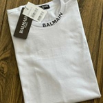 Camiseta Balmain Peruana Branca Escrito Gola