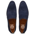 Sapato Loafer Casual Premium em Couro Camurça Azul Marinho