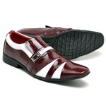 Sapato Social Masculino Top Franca Shoes Verniz Vermelho / Branco