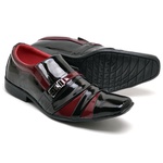 Sapato Social Masculino Top Franca Shoes Verniz Vermelho / Preto