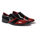 Sapato Social Masculino Top Franca Shoes Verniz Preto Vermelho