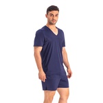 Pijama Homewear H.A. curto marinho gola V