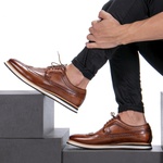 Sapato Casual Derby Brogue Durhan Whisky