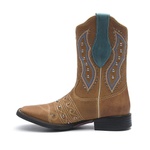 Bota Texana Feminina - Dallas Bambu / Dallas Celeste - Roper - Bico Quadrado - Cano Curto - Solado Freedom Flex - Vimar Boots - 13091-B-VR