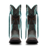 Bota Texana Feminina - Fóssil Preto / Celeste - Roper - Bico Quadrado - Cano Longo - Solado Freedom Flex - Vimar Boots - 13107-B-VR