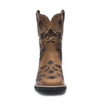 Bota Texana Feminina - Fóssil Caramelo / Glitter Preto - Roper - Bico Quadrado - Cano Curto - Solado VTS - Vimar Boots - 13112-A-VR