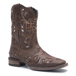 Bota Texana Feminina - Dallas Castor / Craquelé Bronze - Roper - Bico Quadrado - Cano Curto - Solado Nevada - Vimar Boots - 13112-B-VR