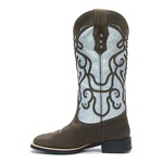 Bota Texana Feminina - Dallas Brown / Craquelê Azul Claro - Roper - Bico Quadrado - Cano Longo - Solado VTS - Vimar Boots - 13113-B-VR