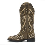 Bota Texana Feminina - Dallas Tabaco / Craquelê Ouro - Roper - Bico Quadrado - Cano Longo - Solado VTS - Vimar Boots - 13119-A-VR