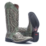 Bota Texana Feminina - Mustang Jeans / Craquelê Bronze - Roper - Bico Quadrado - Cano Longo - Solado Freedom Flex - Vimar Boots - 13119-D-VR