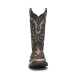 Bota Texana Feminina - Atlanta Brown / Glitter Preto com Prata - Roper - Bico Quadrado - Cano Longo - Solado Freedom Flex - Vimar Boots - 13119-F-VR