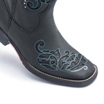 Bota Texana Feminina - Fóssil Preto / Glitter Preto - Roper - Bico Quadrado - Cano Longo - Solado Freedom Flex - Vimar Boots - 13120-B-VR