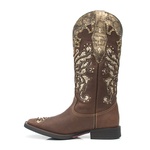 Bota Texana Feminina - Dallas Castor / Ouro / Glitter Ouro - Roper - Bico Quadrado - Cano Longo - Solado Freedom Flex - Vimar Boots - 13120-C-VR
