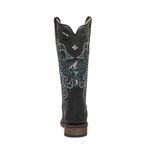 Bota Texana Feminina - Fóssil Preto / Glitter Max Preto com Prata - Roper - Bico Quadrado - Cano Longo - Solado Nevada - Vimar Boots - 13125-A-VR