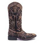 Bota Texana Feminina - Dallas Brown / Craquelê Preto - Roper - Bico Quadrado - Cano Longo - Solado Freedom Flex - Vimar Boots - 13089-C-VR