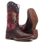 Bota Texana Masculina - Texas Café / Red / Marinho - Roper - Bico Quadrado - Cano Longo - Solado Strong Shock - Vimar Boots - 80053-A-VR