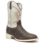 Bota Texana Masculina - Escamada Dallas Brown / Marfim - Roper - Bico Redondo - Cano Médio - Solado Nelore - Vimar Boots - 81048-A-VR