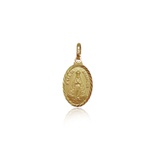 Pingente de Nossa Senhora aparecida Oval em ouro 18k