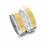 Alianças em Ouro 18K amarelo e Ouro 18K branco com Diamantes (5.70 mm de largura)