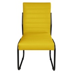 Cadeira Para Escritório ou Sala de Jantar em Couro Sintético Amarelo Pés em Aço na Cor Preta
