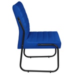 Cadeira Para Escritório ou Sala de Jantar em Couro Sintético Azul Marinho Pés em Aço na Cor Preta