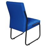Cadeira Para Escritório ou Sala de Jantar em Couro Sintético Azul Marinho Pés em Aço na Cor Preta