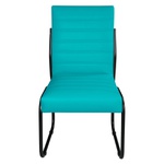 Cadeira Para Escritório ou Sala de Jantar em Couro Sintético Azul Turquesa Pés em Aço na Cor Preta