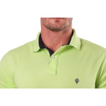 Camisa Polo Masculina Verde Neon Detalhe Azul Marinho Piquet Premium 