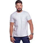 Camiseta Masculina Com Bolso Confort Branca