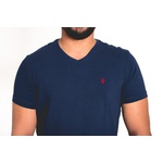 Camiseta Masculina Gola V Cotton Premium Azul Marinho
