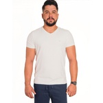 Camiseta Masculina Gola V Cotton Premium Branca