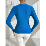 Blusa modal Casual Com Detalhes de Lacinhos -Azul