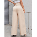 Calça Feminina de alfaiataria/ Bege/Cintura Alta/Casual 