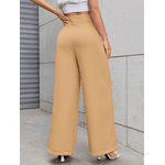 Calça Feminina de alfaiataria/ Castanho/Cintura Alta/Casual 