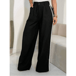  Calça Pantalona Com Listras laterais; Preto