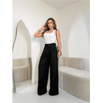  Calça Pantalona Com Listras laterais; Preto