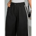  Calça Pantalona Com Listras laterais; Preto