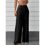 Calça Feminina Pantalona - Preta risca de giz 