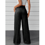 Calça Feminina Pantalona - Preta risca de giz 